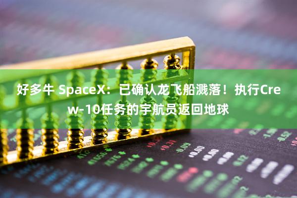 好多牛 SpaceX：已确认龙飞船溅落！执行Crew-10任务的宇航员返回地球