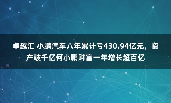 卓越汇 小鹏汽车八年累计亏430.94亿元，资产破千亿何小鹏财富一年增长超百亿